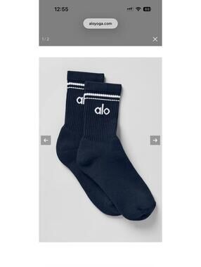 Alo Yoga Unisex Half-Crew Socks - Navy Blue, Medium